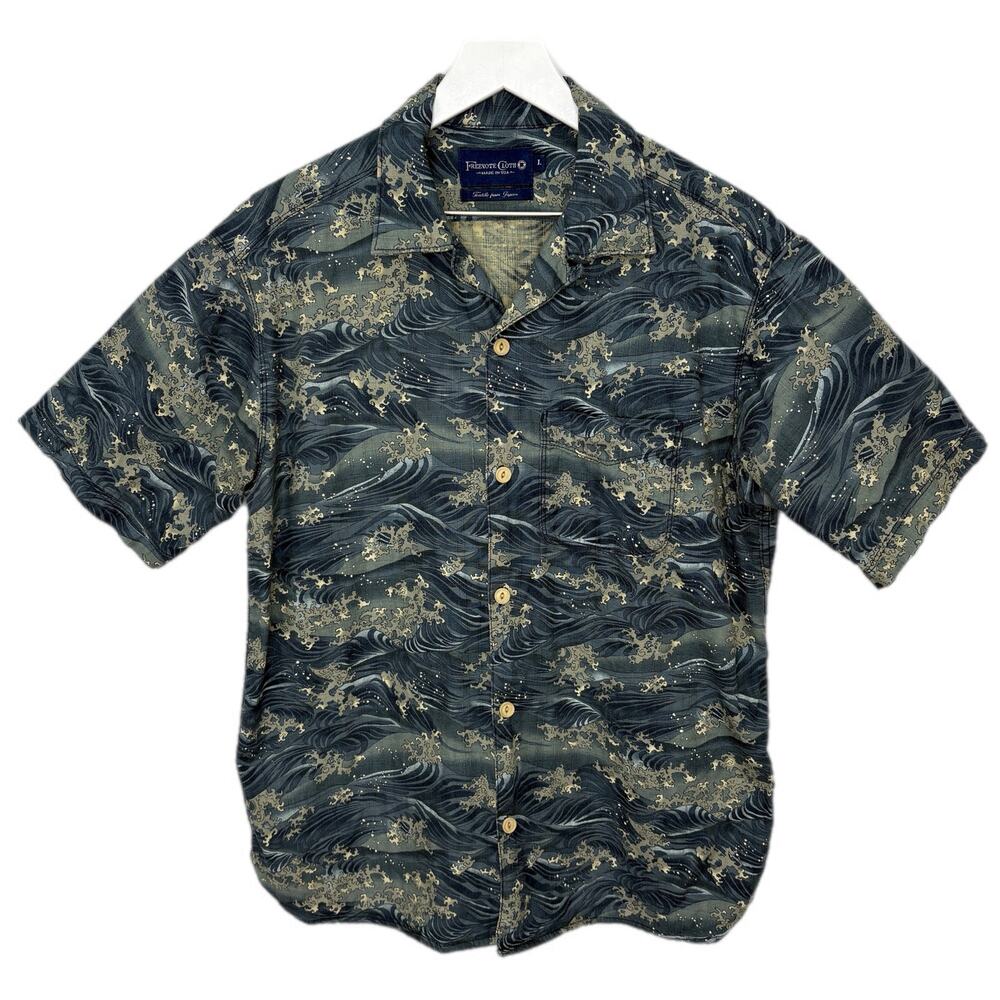 Freenote Cloth Japanese Ripstop Waves Seascape Hawaiian Shirt - Men's Size L